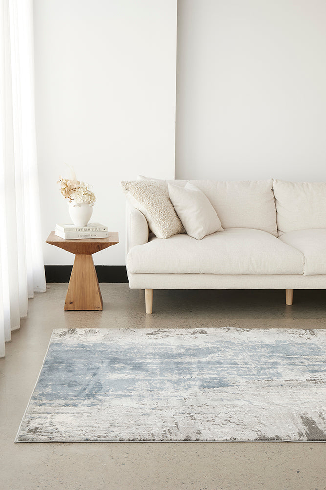 Kendra Roxana Distressed Timeless Rug Blue Grey White